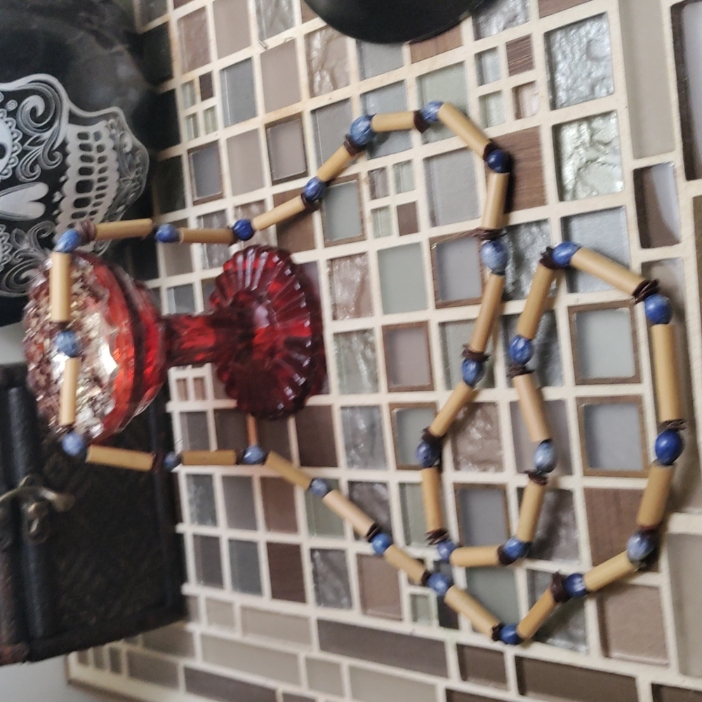 Artisan Kauai Bamboo & Sodalite Hawaiian necklace